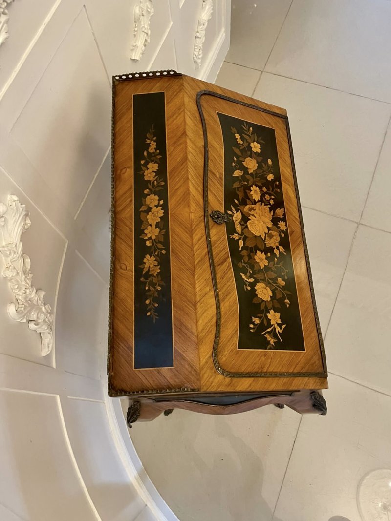 Antique Victorian Quality Satinwood Freestanding Marquetry Inlaid French Bureau - Image 12